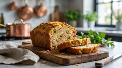 Cake salé au jambon et aux olives