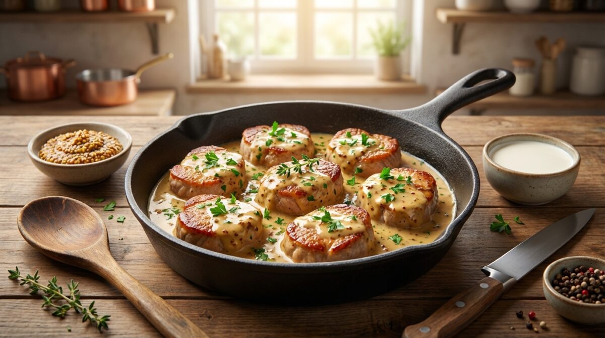 Découvrez la recette ultime du sauté de porc à la crème de moutarde pour un dîner tendre et savoureux, loin de la viande sèche sauté de porc à la crème de moutarde