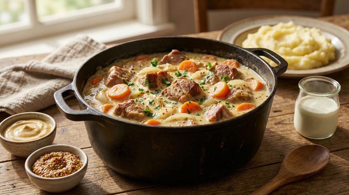 sauté de porc à la crème de moutarde
